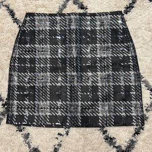Loft Outlet Black and Gray Plaid Skirt size 10
